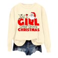 thumbnail image 1 of VBARHMQRT Sweat à Demi-Fermeture à Glissière Women Mode de Noël pour Femmes Père Noël Imprimé Lettre Manches Longues Col Rond, 1 of 5
