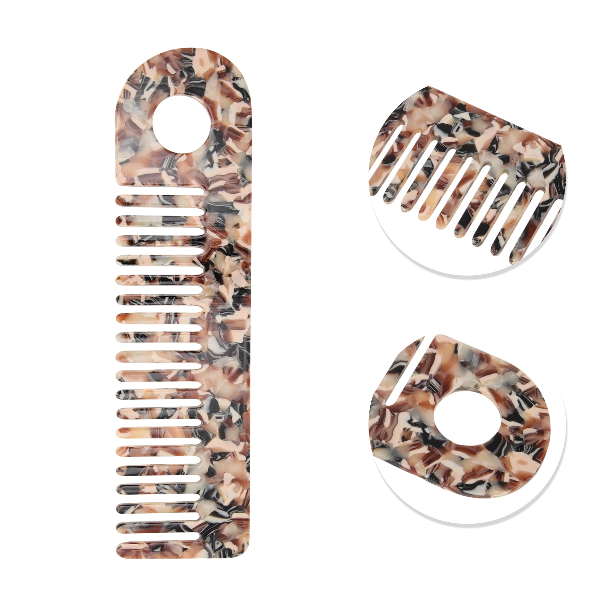 Unique Bargains 1 Pc Exquisite Marble Pattern Hair Comb for All Hair Types Black, Brown