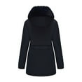 thumbnail image 3 of Women's Winter Cotton Coat with Removable Hood Fur Collar Thickened Warm Jacket, Dark Blue, Size XXXL, 3 of 4