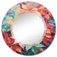 thumbnail image 2 of Designart "Colorful Abstraction of Poinsettia Flower" Floral & Botanical Round Wall Mirror - Floral Oval Printed Decorative Oversized Mirror - Multiple Color Options, 2 of 4