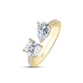 thumbnail image 4 of 2 Carat Cushion, Pear & Round Cut Lab Created Moissanite Adjustable Toi Et Moi Half-Eternity Engagement Ring For Women In 14K Yellow Gold Over Sterling Silver(G-H Color, VVS1 Clarity, 2.00Cttw)-8.5, 4 of 6
