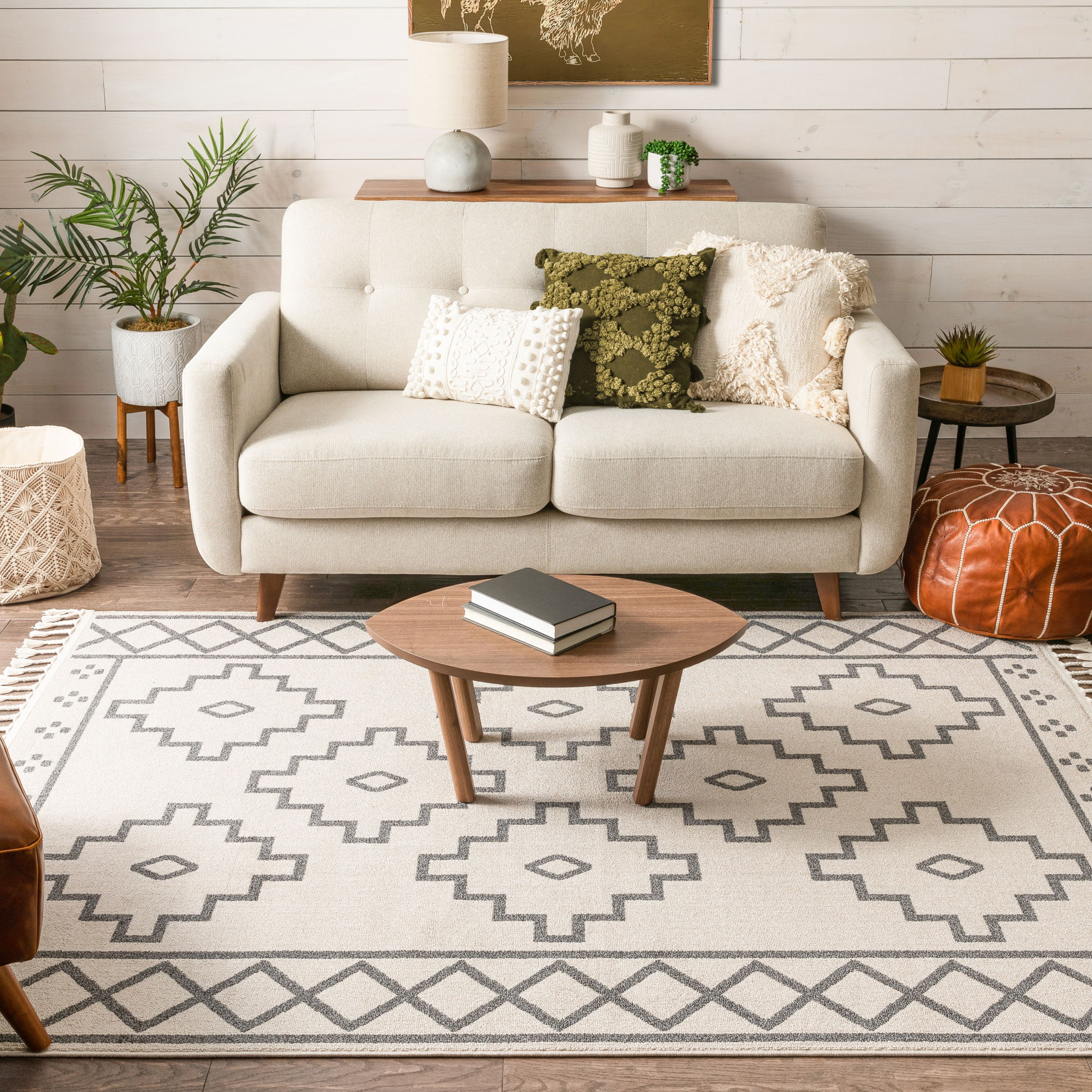Well Woven Loop-De-Loop Tribal Modern Area Rug, Off-White