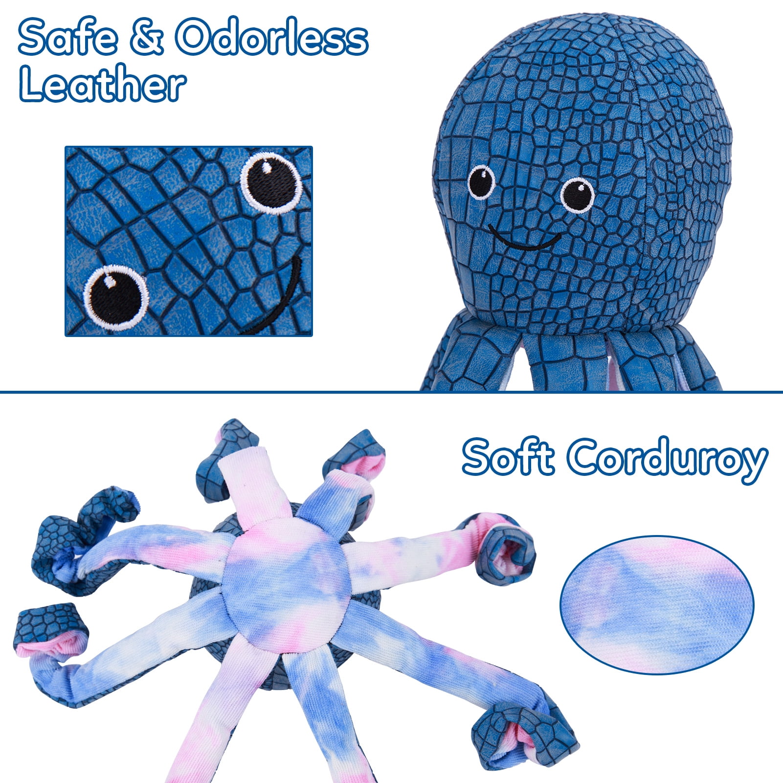 kitway Squeak Dog Toys-Reversible Octopus Dog Toys, Dog Puzzle Toy IQ  Training, Entertainment Toys for Boredom, Dog chew Toys Foraging Instinct