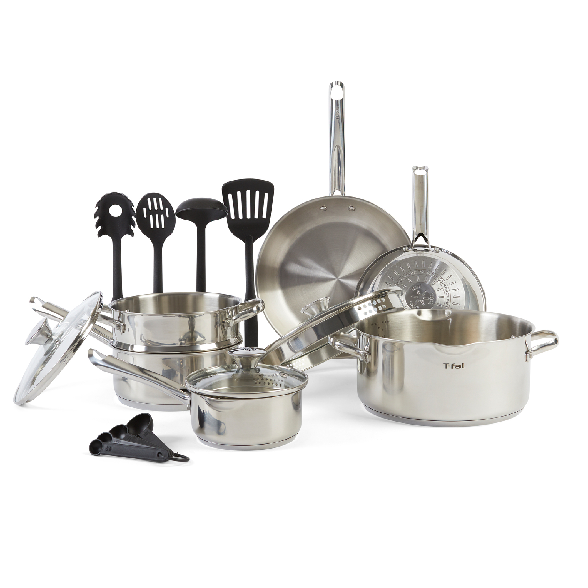 T-fal Cook & Strain 14-Piece Stainless Steel Cookware Set