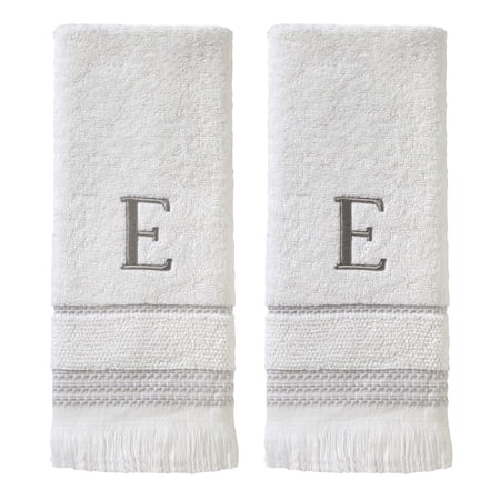 SKL Home Casual Monogram Hand Towel (2-Pack), "E", White