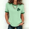 thumbnail image 4 of St Patricks Day T Shirts for Women Animal Print Knitted Ribbed Short Sleeve Casual Crewneck Top Daily Wear Light Green XXXXXL, 4 of 5