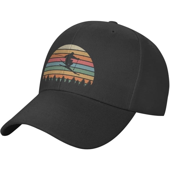 Vintage Ski Skiing Winter Sports Racing Skier,Funny Baseball Cap Plain Trucker Hat Fitted Dad Hat for Men Women