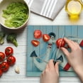 thumbnail image 3 of Coastal Cutting Board, Anchor Striped Siding Vertical on Shabby Boards Classic Style, Decorative Tempered Glass Cutting and Serving Board, Large Size, Red Pale Blue Navy Blue, by Ambesonne, 3 of 5