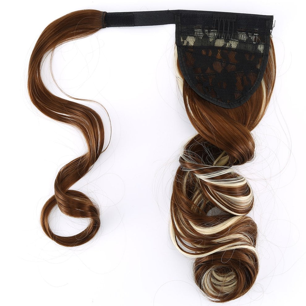 21 Inch Long Curly Ponytail Hairpiece Synthetic Wrap Around Hair