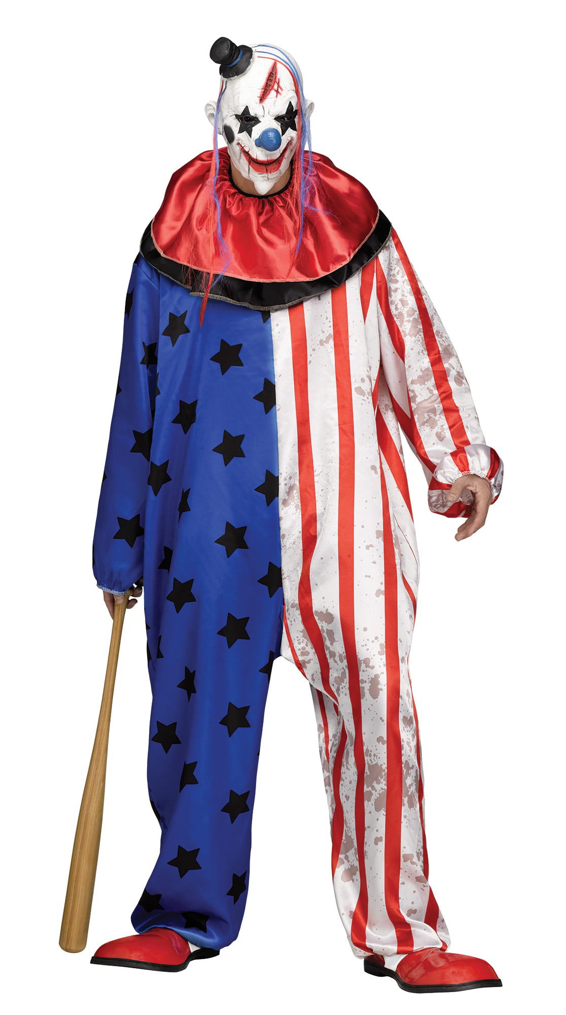 Evil Clown Costume Mens Adult Stars And Stripes Fancy Dress Std Plus 
