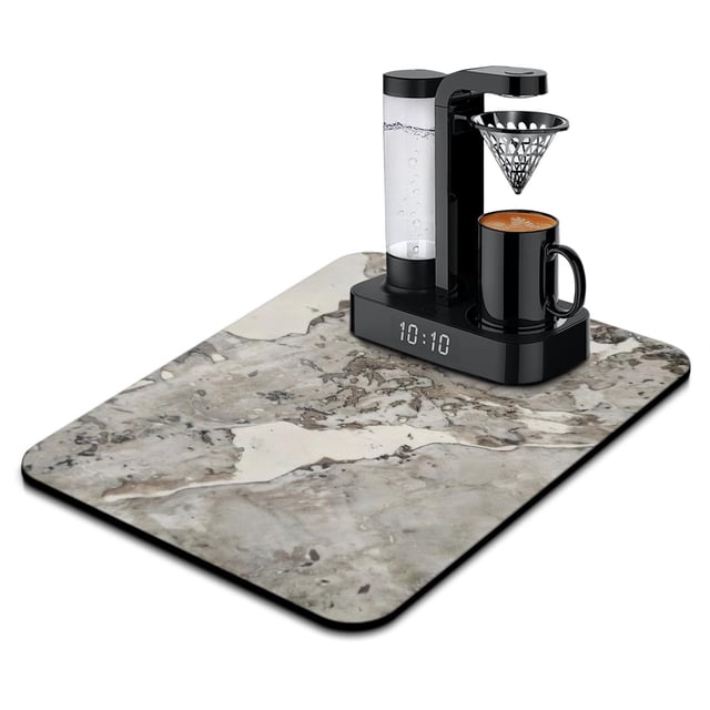18x24 Grey & White Marble Dish Drying Mat – Super Absorbent, Quick Drying, Perfect Addition to Kitchen Counter