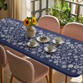 thumbnail image 3 of Japanese Table Cloths for 8 Foot Rectangle Tables, Navy Blue Country Flowers Leaves Aesthetic Patio Waterproof Elastic Fitted Tablecloths, Washable Rectangular Table Cover for Camping, 3 of 8