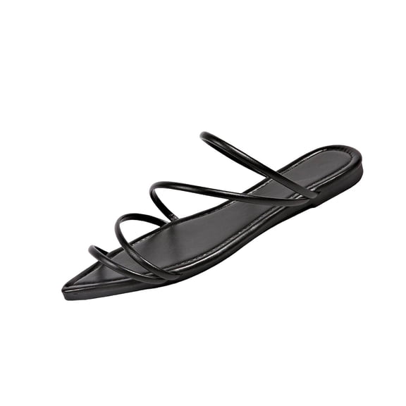 Iyufng Women's Flats Sandals Pointed-Toe Strappy Sandals Summer Trends Outdoor Open-Toe Beach Shoes