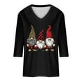 thumbnail image 4 of LiMoi Women's Festive V Neck Blouse 3/4 Sleeve with Cheerful Christmas Pattern Tees Tshirts Tops Shirts My Items, 4 of 5