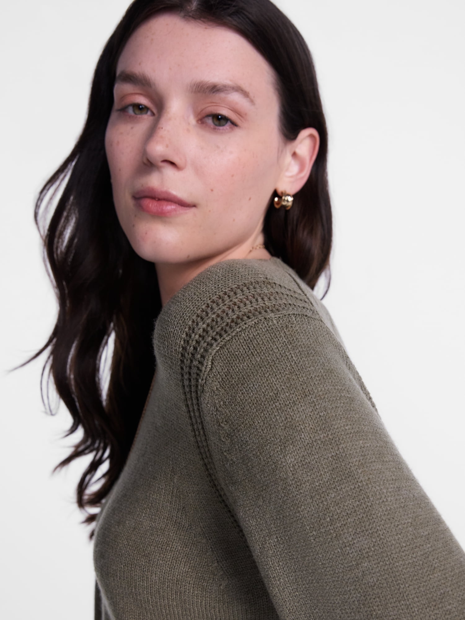 Scenario Women's and Women's Plus Cozy Crewneck Sweater with Long Sleeves, Sizes XS-4X
