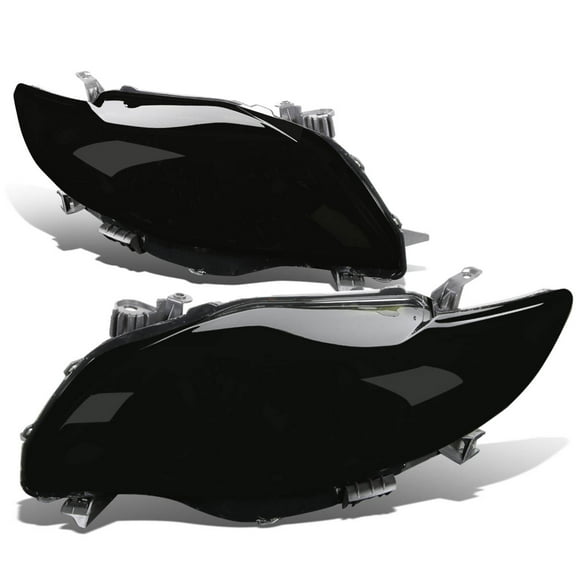 DNA Motoring For 09-10 Toyota Corolla Smoked Amber Corner Headlight Lamps Pair Replacement