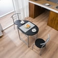thumbnail image 6 of Ktaxon 3 Piece Dining Set Home Kitchen Furniture Table and 2 Chairs with Wine Rack Black and Sliver, 6 of 10