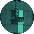 thumbnail image 1 of Ahgly Company Indoor Round Abstract Turquoise Blue Modern Area Rugs, 6' Round, 1 of 4