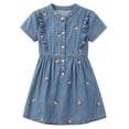 thumbnail image 7 of SDNall Girls Button Front Long Sleeve Denim Casual Dress, round Neck Ruffle Hem Fitted Waist Flared Soft Comfy Summer Sundress, Holiday Trips Weekend Outings School Wear Dresses for Girls 1-14 Years, 7 of 7
