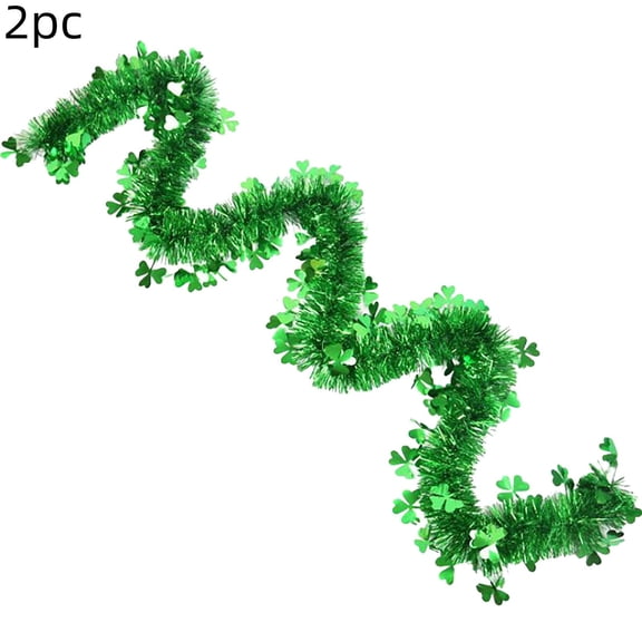 Clearance Under $5!Yyuenw 2 pcs 6.5 FT St. Patricks Day Tinsel Garland Metallic Shamrock Green Garland Glitter Shiny Twist Tinsel Garland for Irish St. Patricks Day Party Tree Home Hanging Decorations
