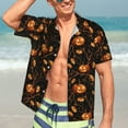 thumbnail image 7 of Yiaed Halloween With Pumpkins Print Hawaiian Shirt for Men Short Sleeve Button Down Shirts Beach Shirts for Men,3X-Large, 7 of 7