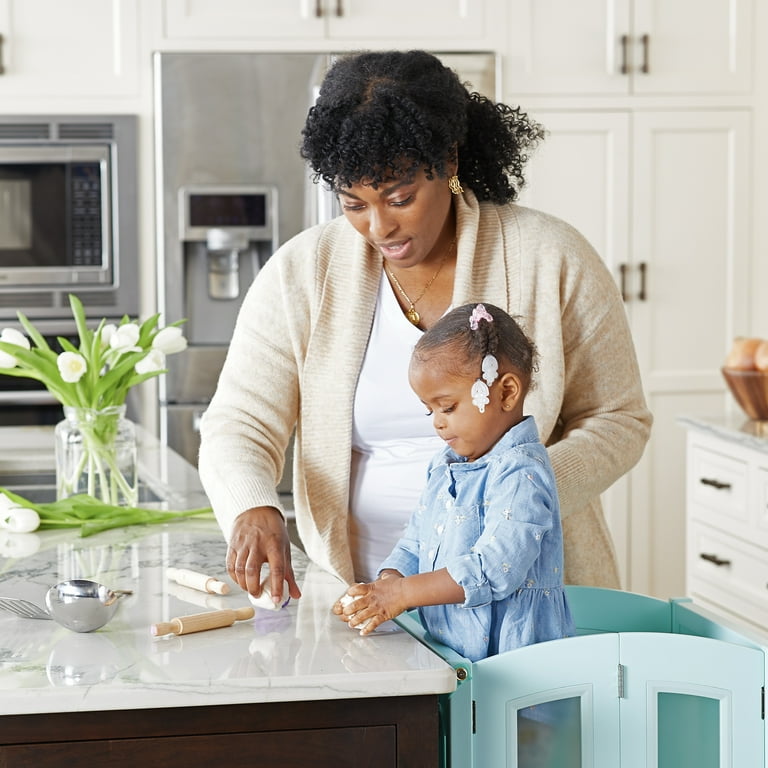 Martha Stewart Kitchen Helper by Guidecraft Mint Adjustable Foldable Kids Wooden Montessori Toddler Tower Kitchen Step Stool Walmart