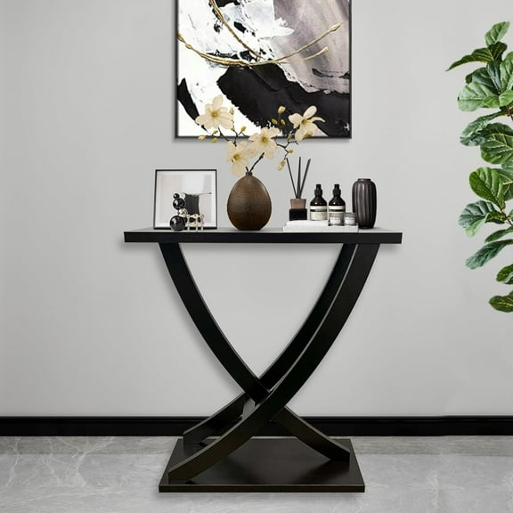 Royard Oaktree 31" Small Console Table, Farmhouse Wood Entryway Table with Curved Intersecting Legs