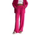 thumbnail image 3 of 2 Piece Outfits for Women Casual Lounge Sets Long Sleeve Button Down Shirts and Wide Leg Pants Sets Rose Red L, 3 of 10