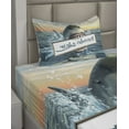 thumbnail image 2 of Ambesonne Shark Fitted & Top Sheet Set with Sham, Dangerous Fish Holds Plaque, Multicolor, 2 of 4