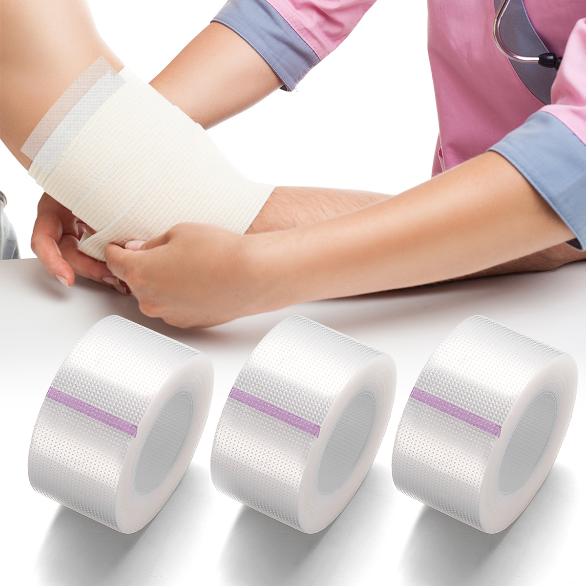 Shuliwen medical tape 6 Rolls Medical Tape Pressure Sensitive Skin Tape Clear Surgical Tape PE Microporous First Aid Tape