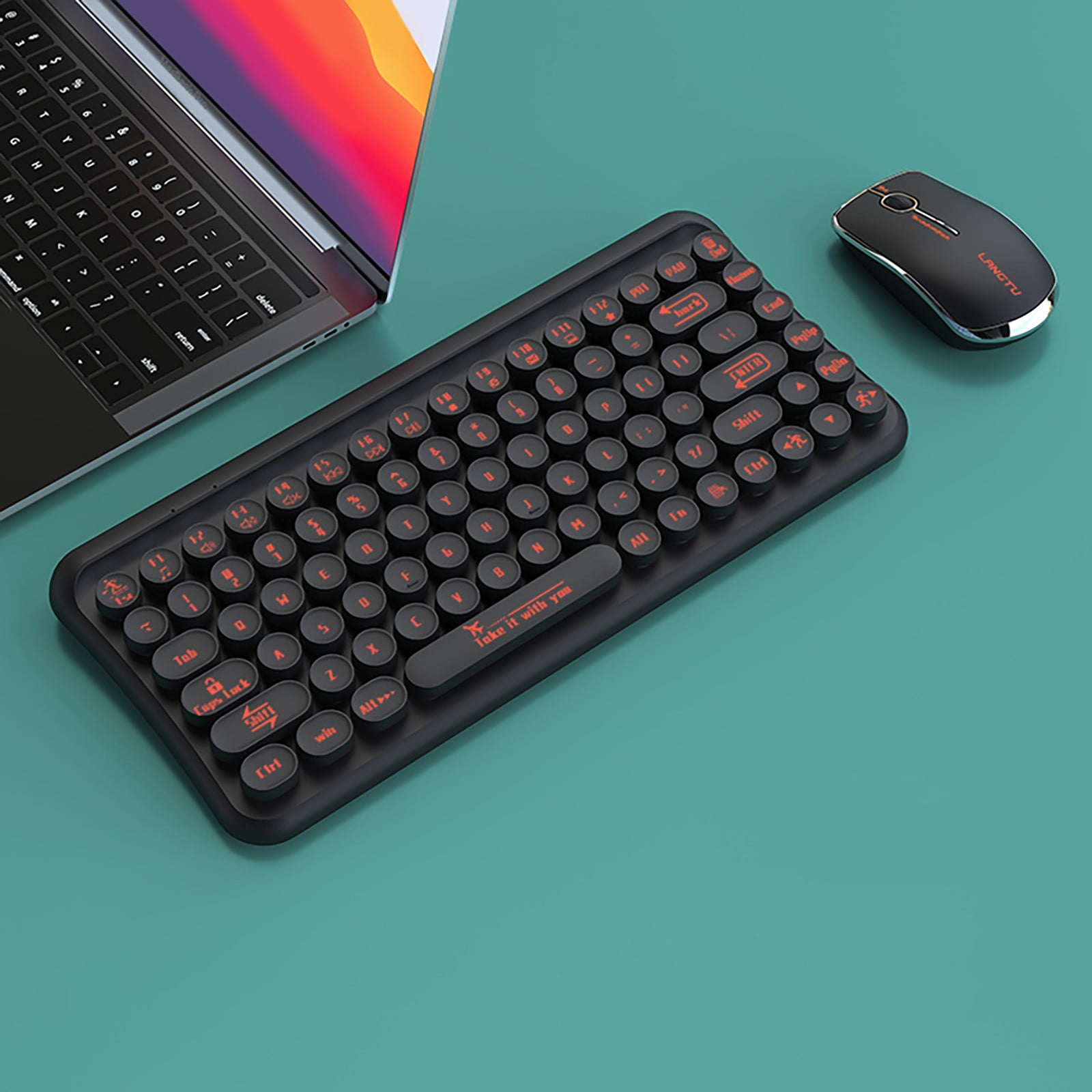 Typewriter Style Mechanical Gaming Keyboard, Retro Punk Gaming Keyboard, 85 Keys Blue Switch