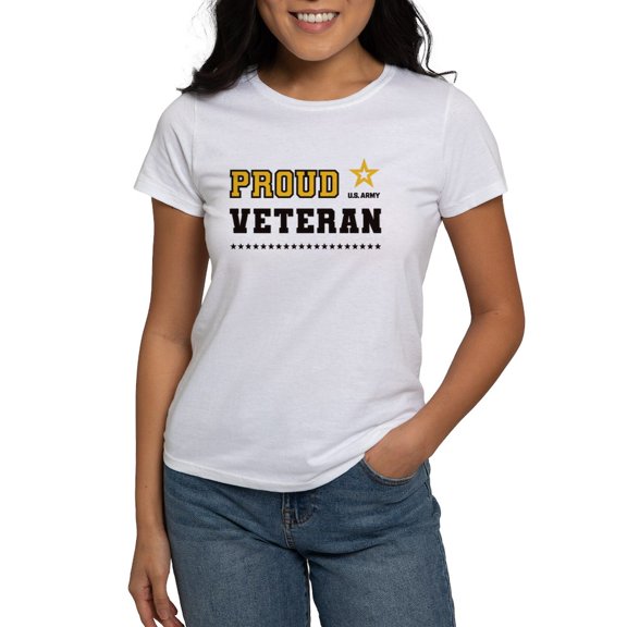 CafePress - Proud Veteran Black And Gold T Shirt - Women's Classic T-Shirt