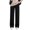 Black, variant on Women Autumn Winter Fleece Lining Pants Elastic High Waist Straight Wide Leg Pants Solid Color Loose Fit Long Trousers