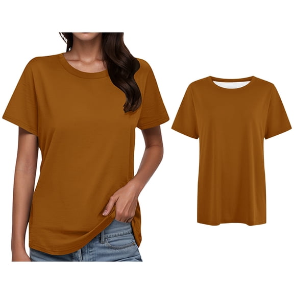 Womens Tshirts Short Sleeves Crew Neck Basic Tee Shirt Spring Clothes Casual Outfits for Women
