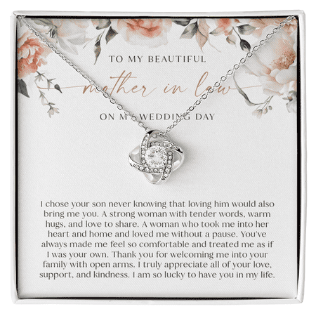 Mother In Law Wedding Necklace, Gold Love Knot Necklace