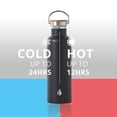 thumbnail image 6 of Elemental Classic Insulated Water Bottle, Leak Proof Thermos Water Bottle with Bamboo Lid and Metal Ring, Reusable Insulated Stainless Steel Water Bottle, 25oz - Matte Black, 6 of 9