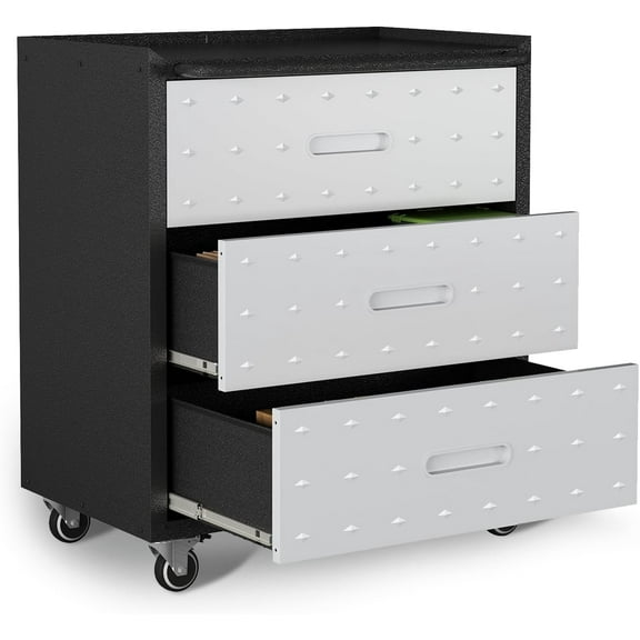 Metal Garage Storage Cabinet with Wheels,Locking Rolling Tool Cabinet with Drawers and Shelves for Home, Office, Garage & Workshop