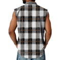 thumbnail image 4 of Domuza Men's Sleeveless Shirts Henley Neck Sleeveless Button Down Workout Sports Tank Tops Summer Loose Fit Plaid T-Shirts White 3XL, 4 of 4
