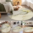 thumbnail image 6 of Marble Yellow Large Area Rugs for Bedroom Living Room, Soft Non Slip Carpet Bedside Rug, Modern Abstract Ink Painting Luxury Round Floor Cover Kitchen Accent Rug 3' for Dining Room/Office, 6 of 9