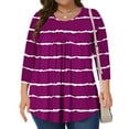 thumbnail image 2 of RongHuan Womens Plus Size Blouse Casual 3/4 Sleeve Crew Neck T-Shirt Oversize Strip Tops, 2 of 7