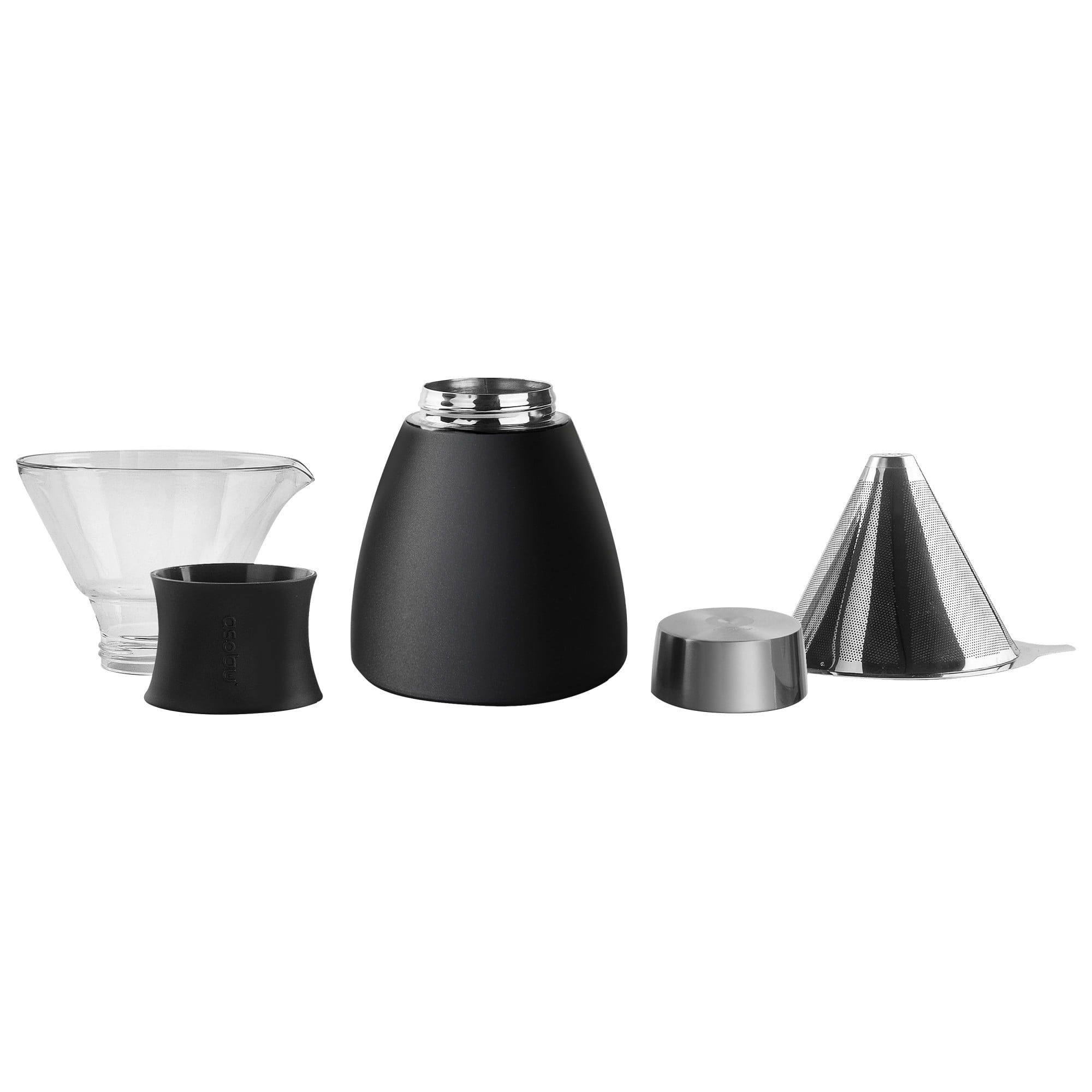 Asobu Insulated Pour Over Coffee Maker (32 oz.) Double-Wall Vacuum, Stainless-Steel Filter, Stays Hot Up to 12 Hours, in Black