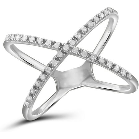 JewelersClub White Diamond Accent Sterling Silver X Shape Open Ring