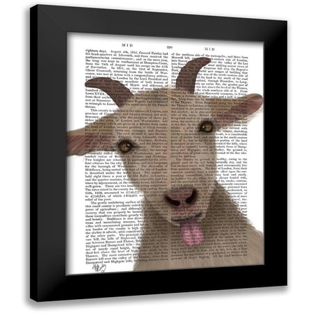 Fab Funky 12x14 Black Modern Framed Museum Art Print Titled - Funny Farm Goat 2 Book Print