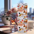 thumbnail image 3 of 20oz Stainless Steel Tumbler Fall Autumn Straight Skinny Water Bottle Fall Leaves Pumpkin Travel Coffee Mug Insulated Tumblers Cups Seasonal Friendship Gifts for Friend Birthday Thanksgiving Christmas, 3 of 5