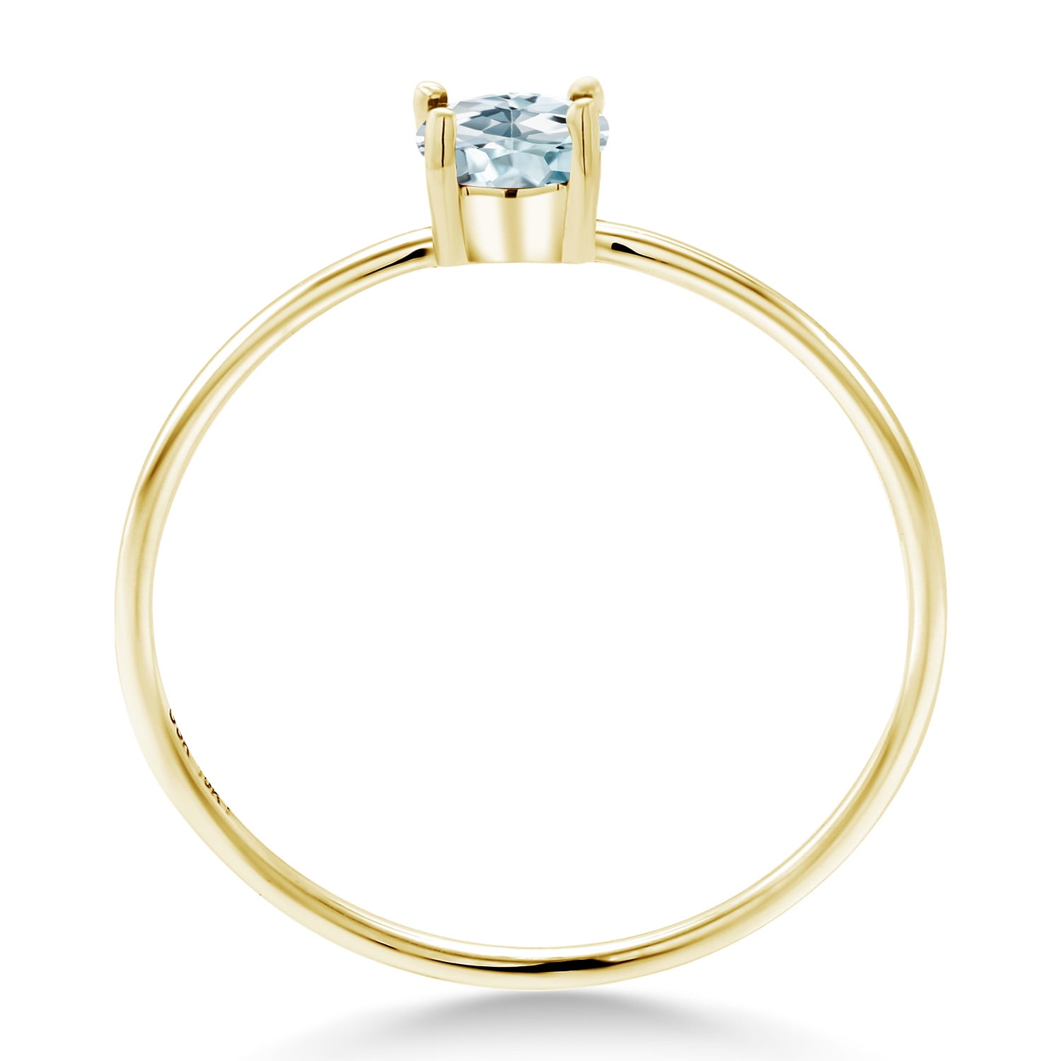 Gem Stone King 10K Yellow Gold Sky Blue Aquamarine Engagement Ring for Women (0.50 Cttw, Oval 6X4MM, Gemstone Birthstone)