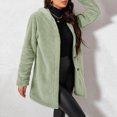 thumbnail image 4 of Enjoytime Fleece Jacket Women Fall Winter Button Down Hooded Teddy Coat Soft Warm Casual Mid Length Long Sleeve Outerwear, 4 of 7