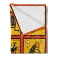 thumbnail image 2 of Orange Soft Flannel Fleece Throw Blanket, Patterns Aboriginal Native Culture Arrangement, Cozy Plush for Indoor and Outdoor Use, 70" x 90", Coral Black Yellow, by Ambesonne, 2 of 5