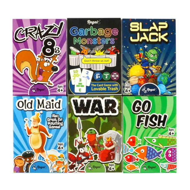 Set de juegos de cartas Regal Games Go Fish Crazy 8's Old Maid War 6+