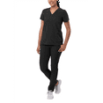 thumbnail image 1 of Adar Addition Go-Basic Scrub Set For Women - Slim V-Neck Scrub Top & Skinny Cargo Scrub Pants, 1 of 7