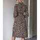 thumbnail image 4 of Vestido de Solapa para Mujer,Vestido Largo con Estampado de Leopardo, Vestido Informal de Manga Larga para Mujer, Vestido con Lazo en la Cintura, artesanía Excepcional, 4 of 6